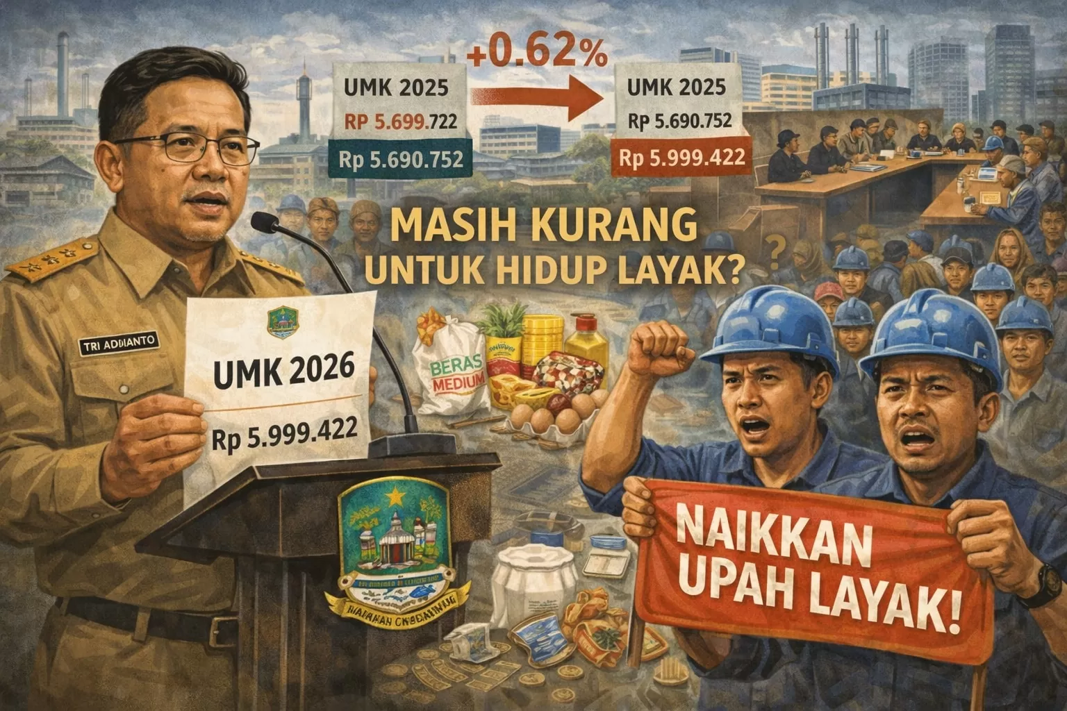 Tok! Wali Kota Tetapkan UMK Bekasi 2026 Sebesar Rp 5.999.442, Buruh Mengaku Belum Puas