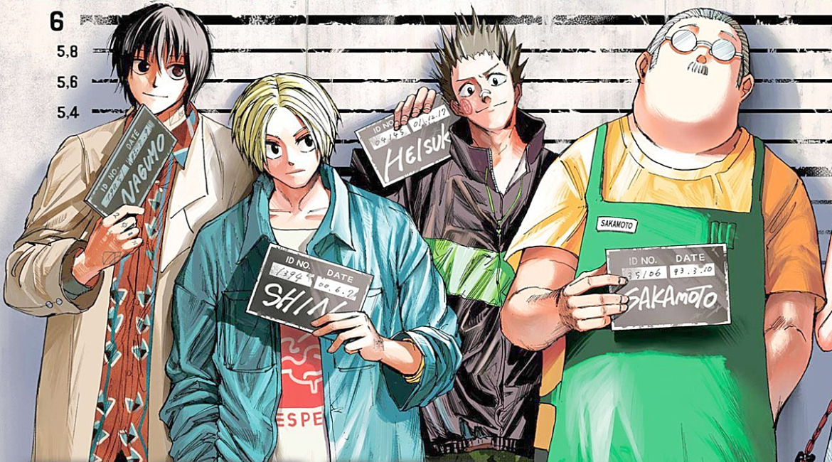 Sakamoto-Days-manga-cover-featuring-Nagumo-Shin-Mashimo-and-Taro-Sakamoto